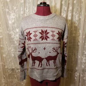 Forever 21 Nordic Sweater in Grey and Burgundy